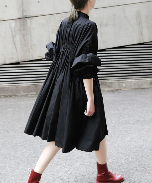 Gather Twist Balloon Shirt Dress